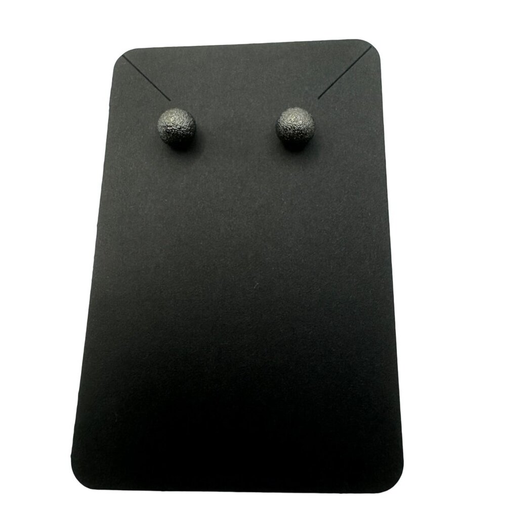Charcoal Black Textured Stud Earrings Round Post Back Timeless Simple Elegance